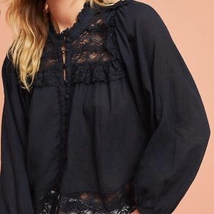 Anthropologie Akemi Kin Black Lace Callie Blouse 2